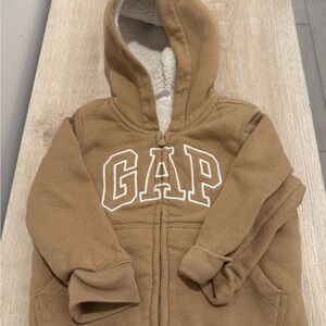 GAP Toddler Tan Logo Sherpa Hoodie Sweatshirt and Sweatpants 18-24 Months
